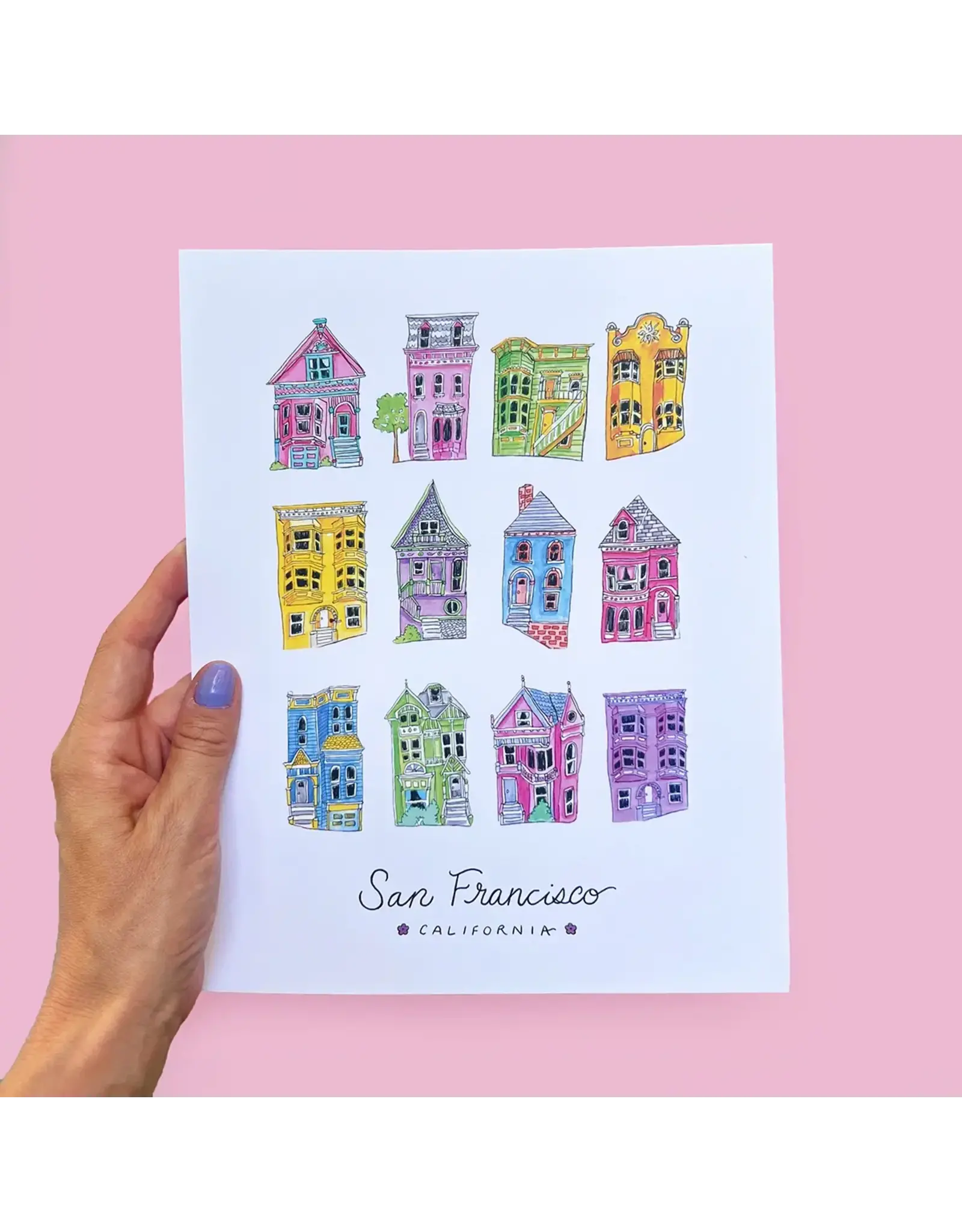 Brenna Daugherty Illustration San Francisco Colorful Houses Print