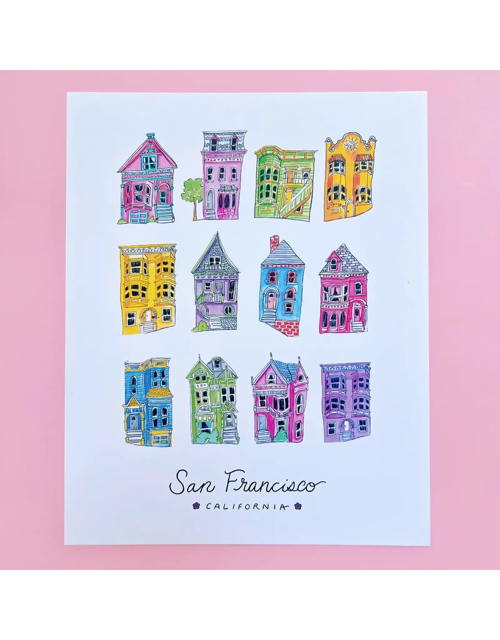 Brenna Daugherty Illustration San Francisco Colorful Houses Print