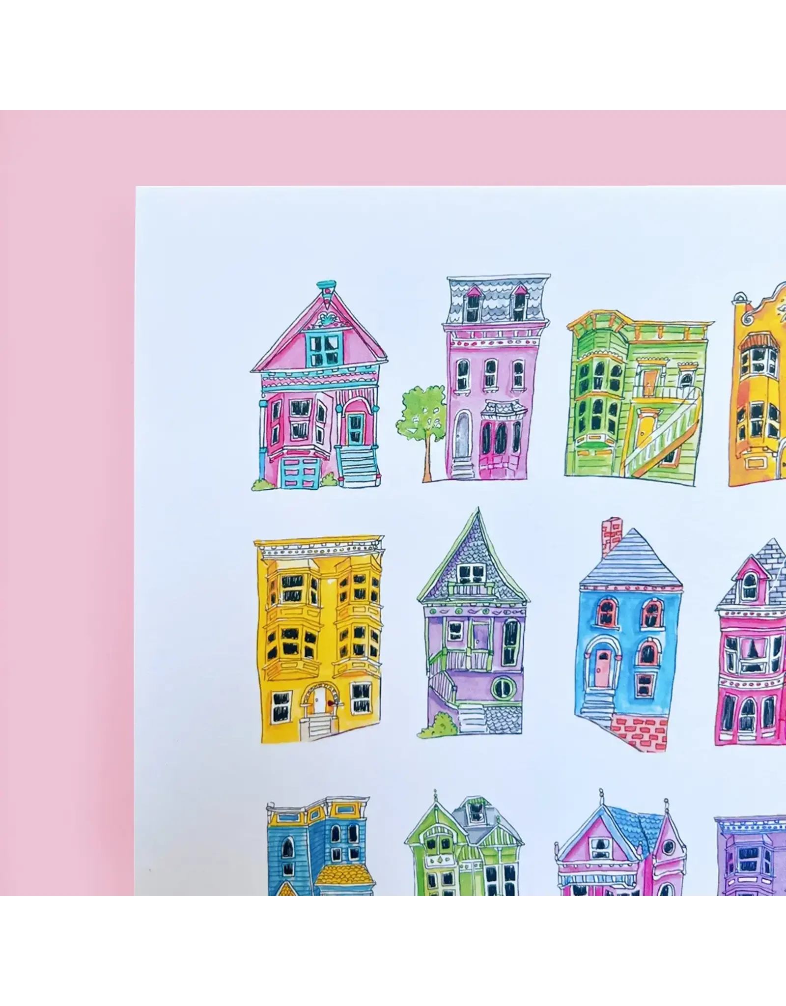 Brenna Daugherty Illustration San Francisco Colorful Houses Print