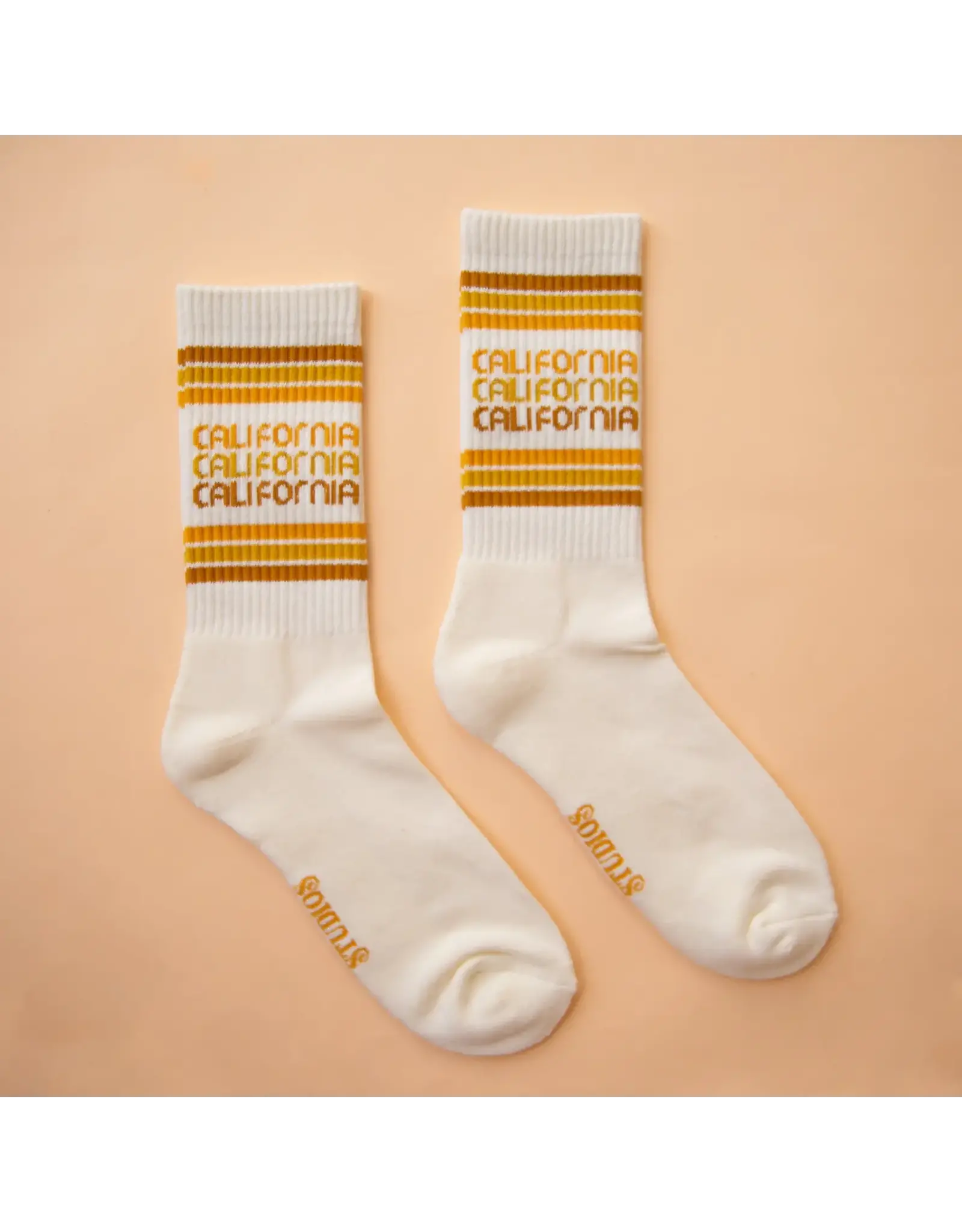 Sunshine Studios California Striped Ribbed Crew Socks
