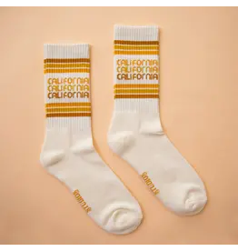 Sunshine Studios California Striped Ribbed Crew Socks
