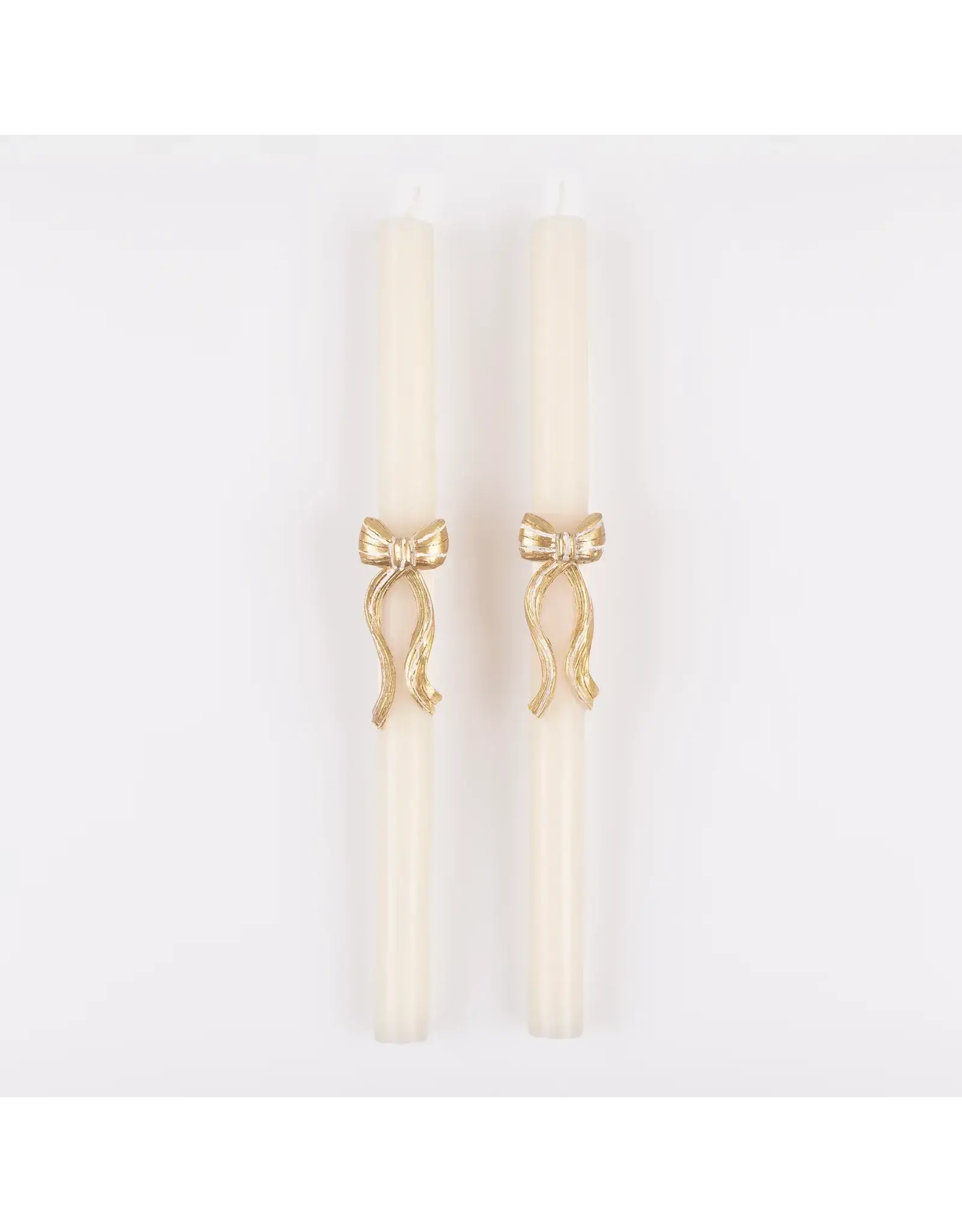 Gold Stripy Bow Table Candles