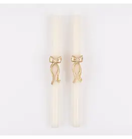Gold Stripy Bow Table Candles