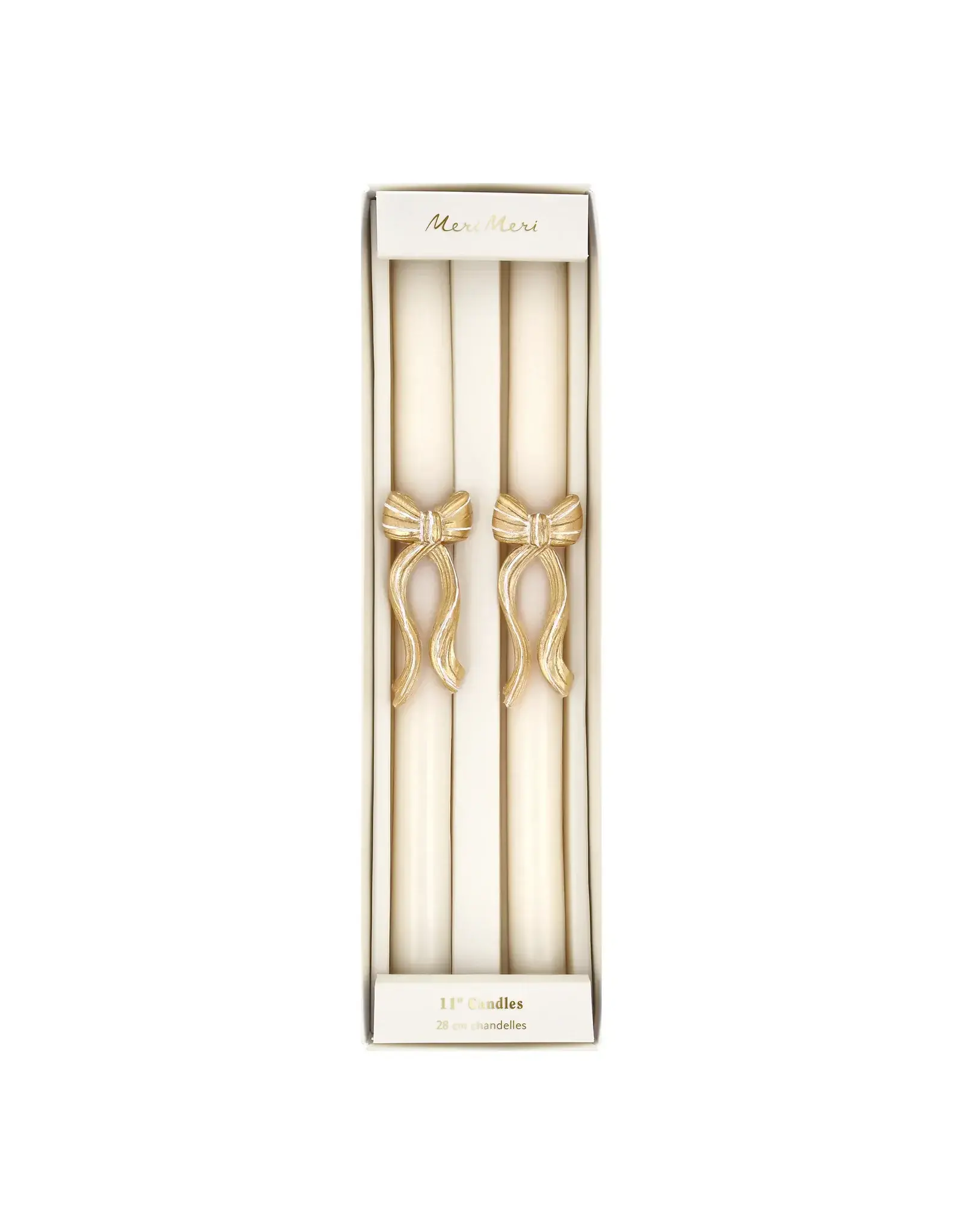 Gold Stripy Bow Table Candles