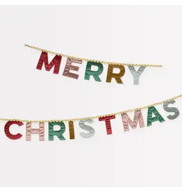 Merry Christmas Velvet Pennant Garland