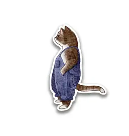 Stick With Finn Cat in Overalls Sticker