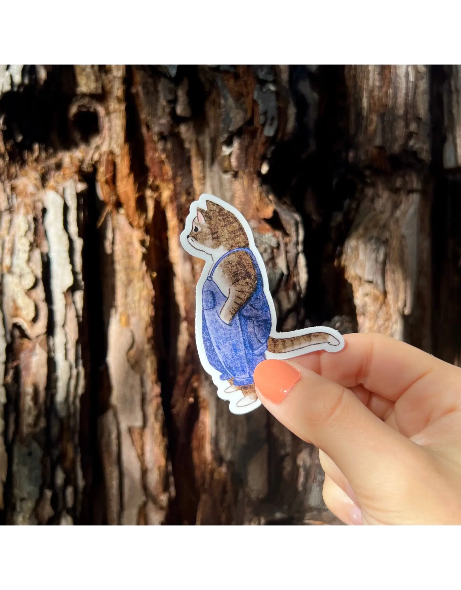 Stick With Finn Cat in Overalls Sticker