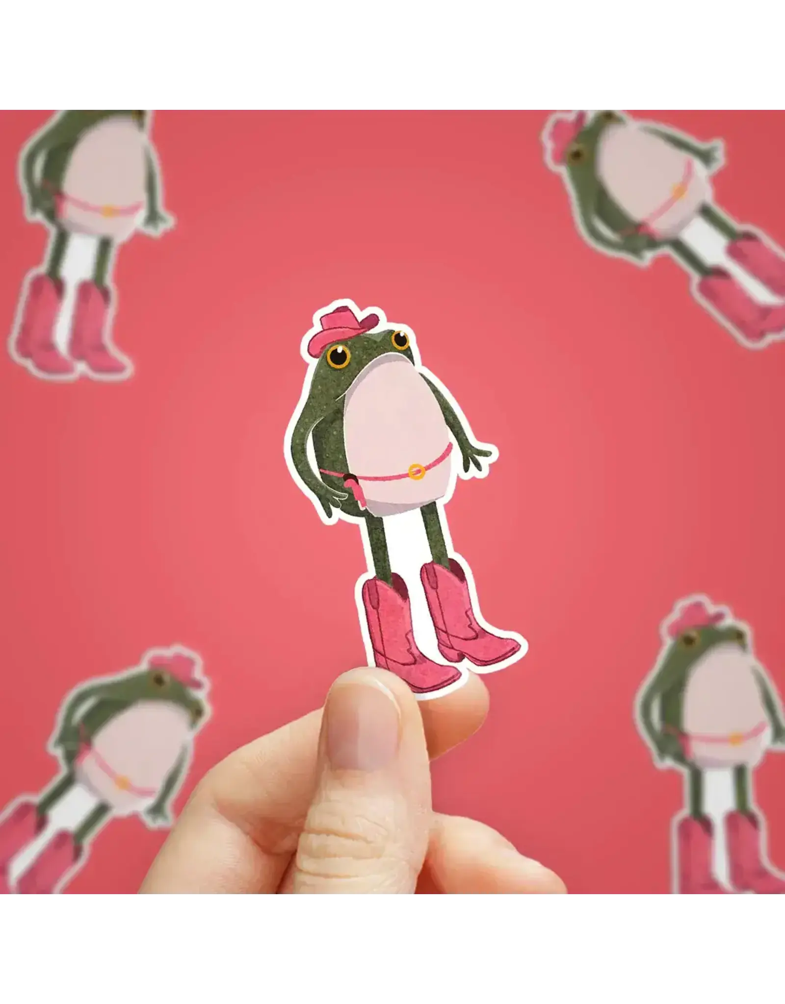 Stick With Finn Cowgirl Frog Sticker