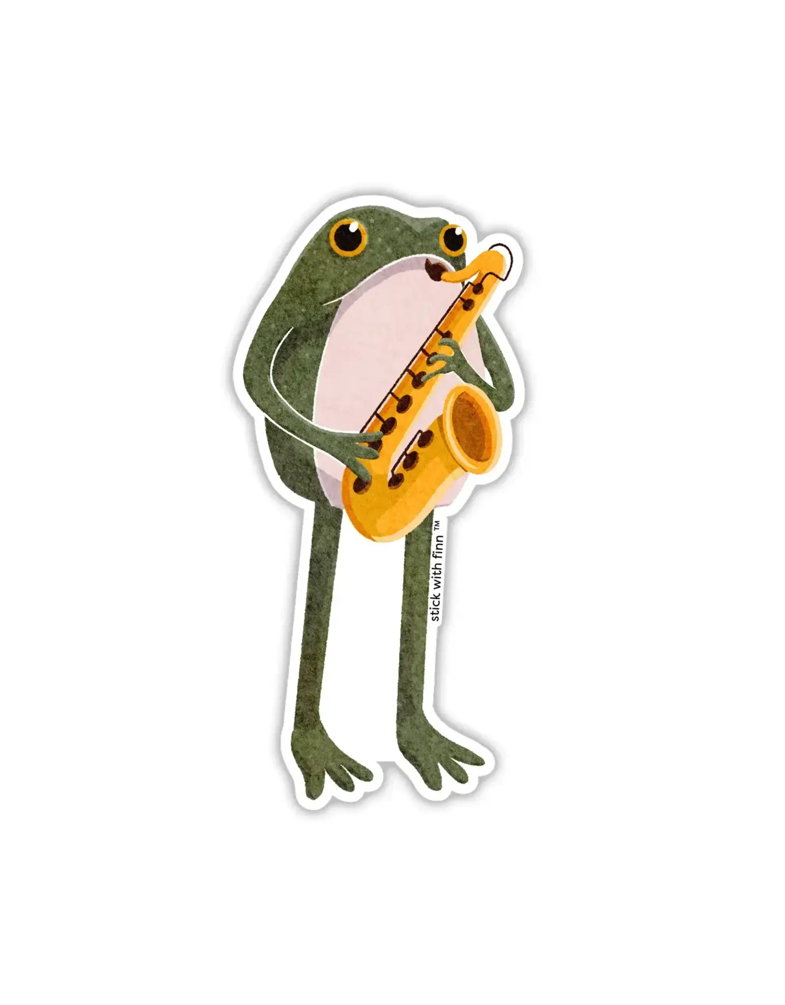 Stick With Finn Saxophone Frogson Frog Sticker