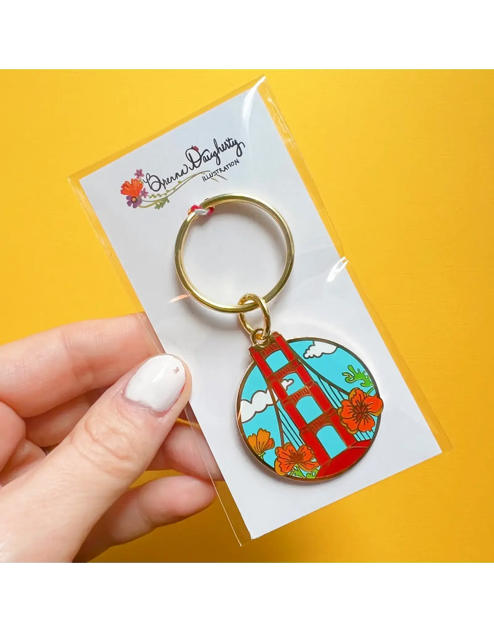 Brenna Daugherty Illustration San Francisco Golden Gate Bridge Keychain