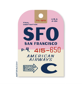 By Aleisha Vintage SFO Luggage Sticker