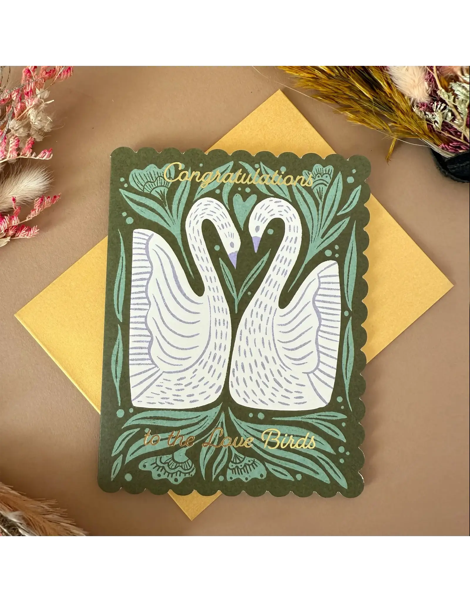 Paper Parasol Press Wedding Folk Swans Card