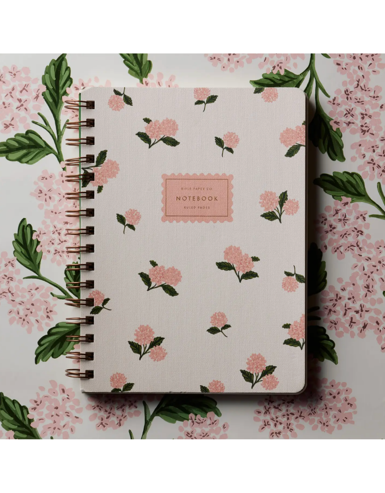 Rifle Paper Pink Hydrangea Spiral Notebook