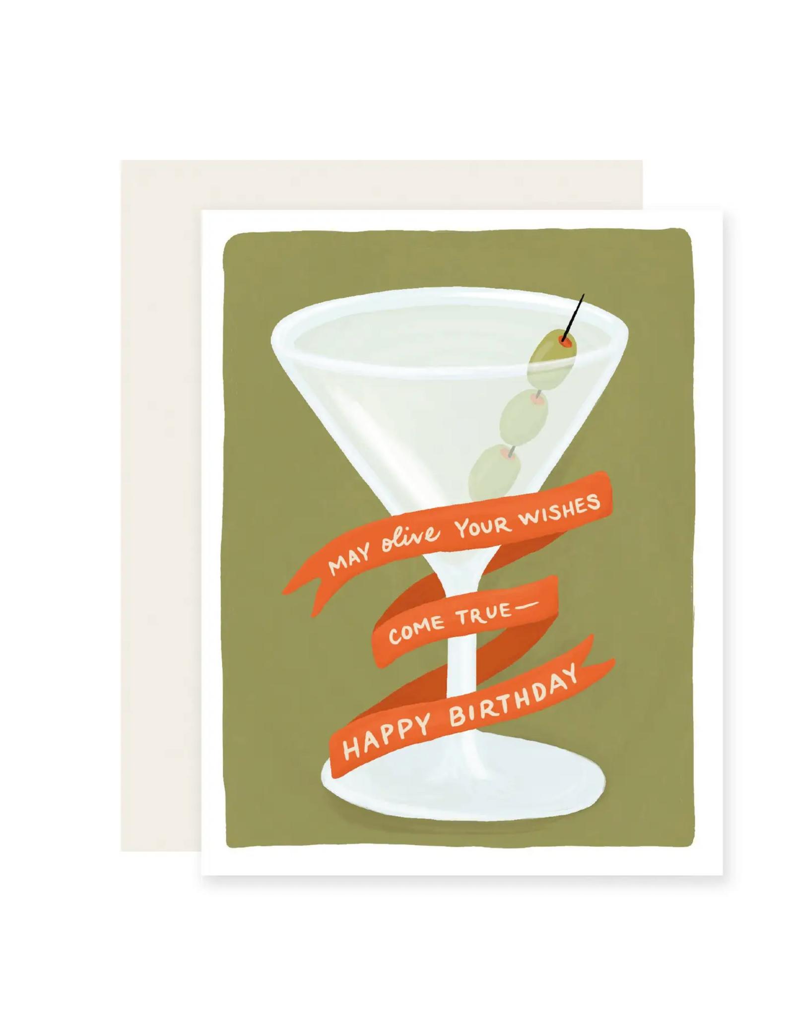Slightly Stationery Olive Your Wishes Card