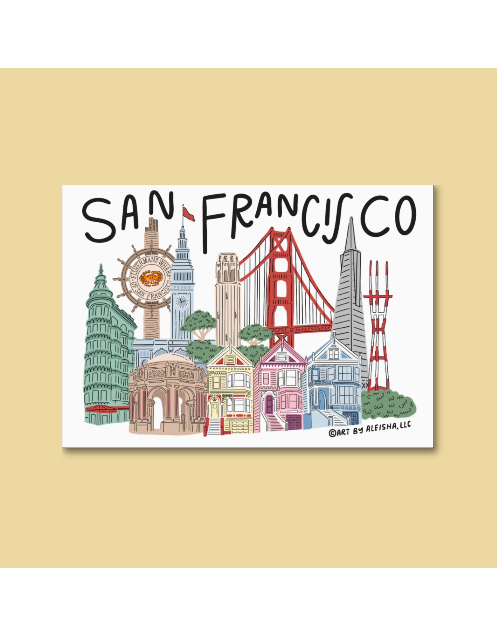 By Aleisha San Francisco Illustrated Landmarks Magnet