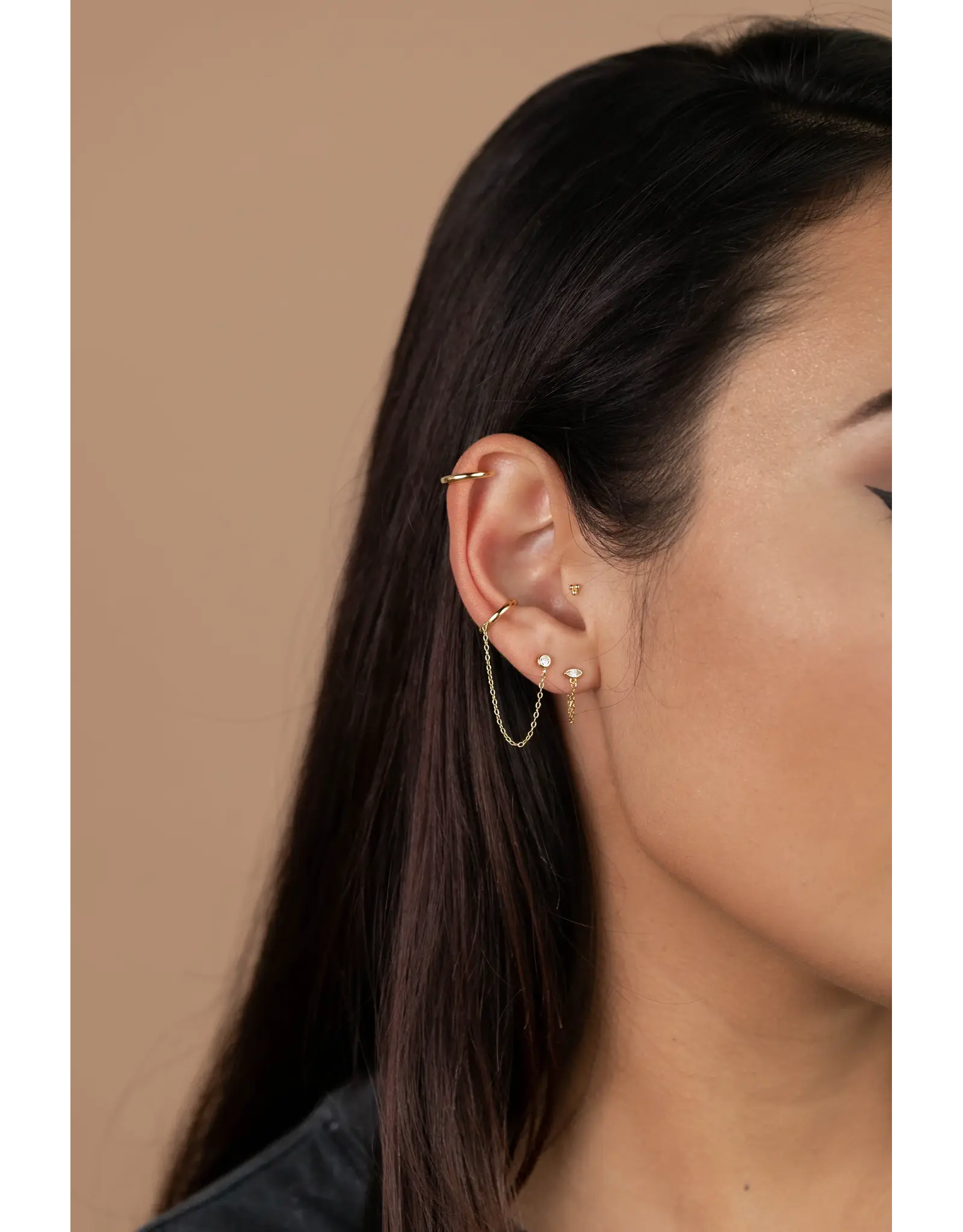 JaxKelly Earrings - Chain Huggie, Stud