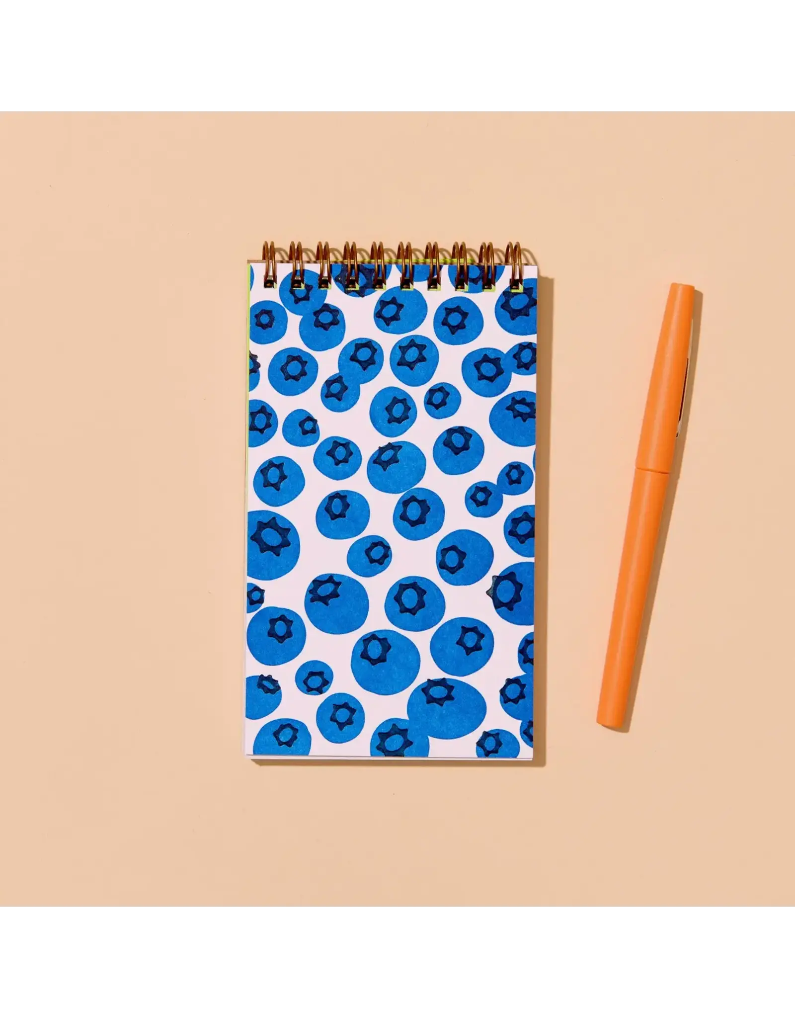 And Here We Are Blueberries Letter Press Spiral Pocket Size Notebook