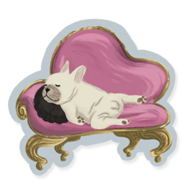 Slightly Stationery Snoozing Frenchie Sticker
