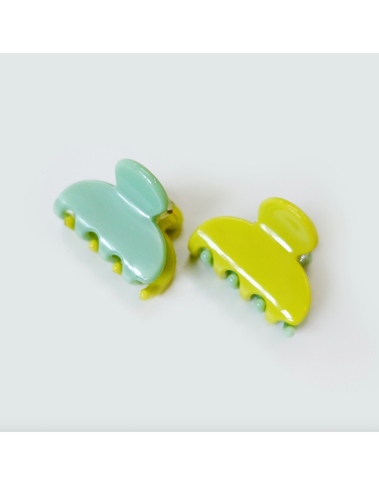 Have A Nice Day Teal/Green Jelly Hair Claws - Set of 2