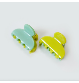 Have A Nice Day Teal/Green Jelly Hair Claws - Set of 2