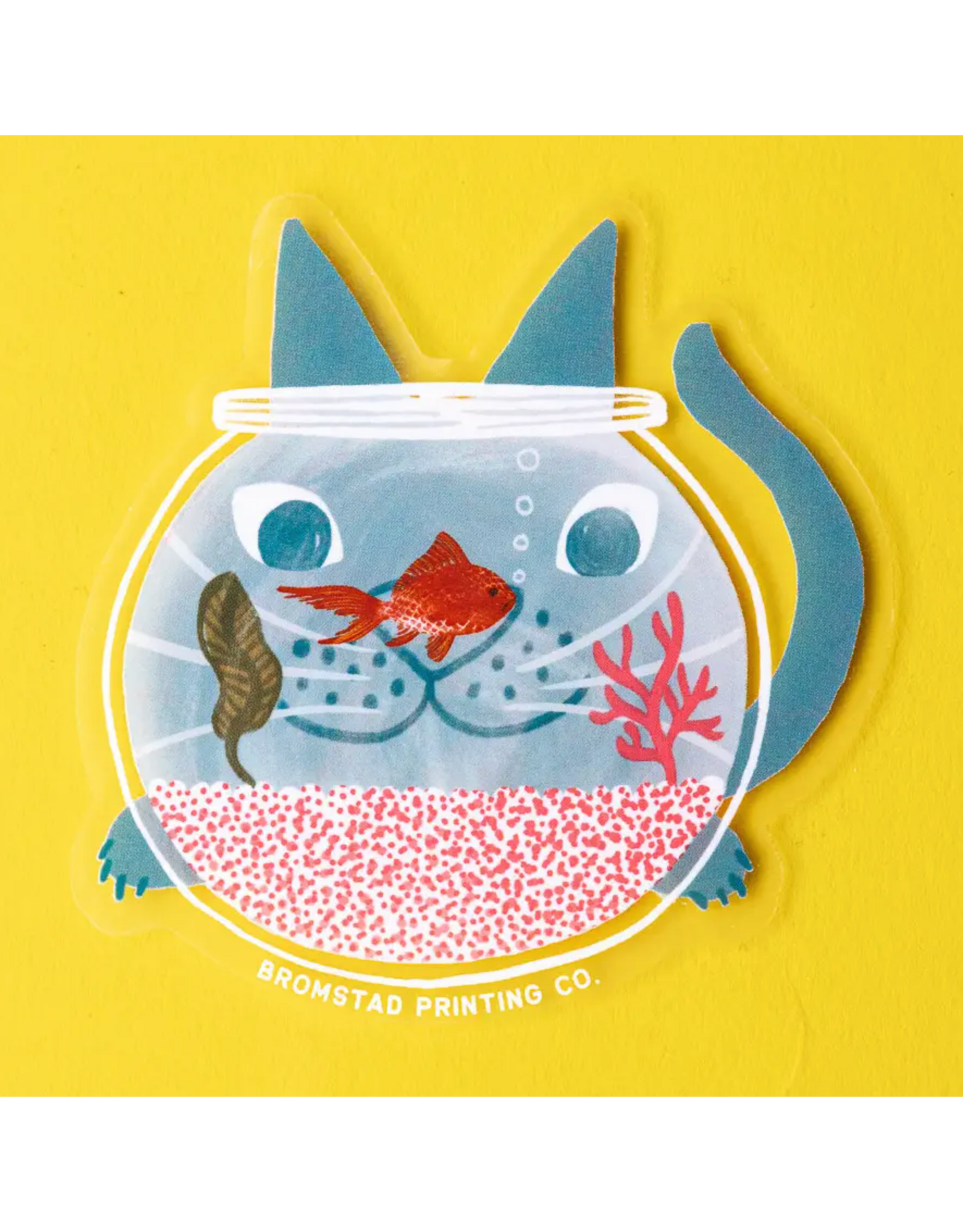 Bromstad Printing Co. Fishbowl Cat Sticker