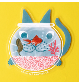 Bromstad Printing Co. Fishbowl Cat Sticker