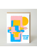 Egg Press Bird Flock New Baby Card