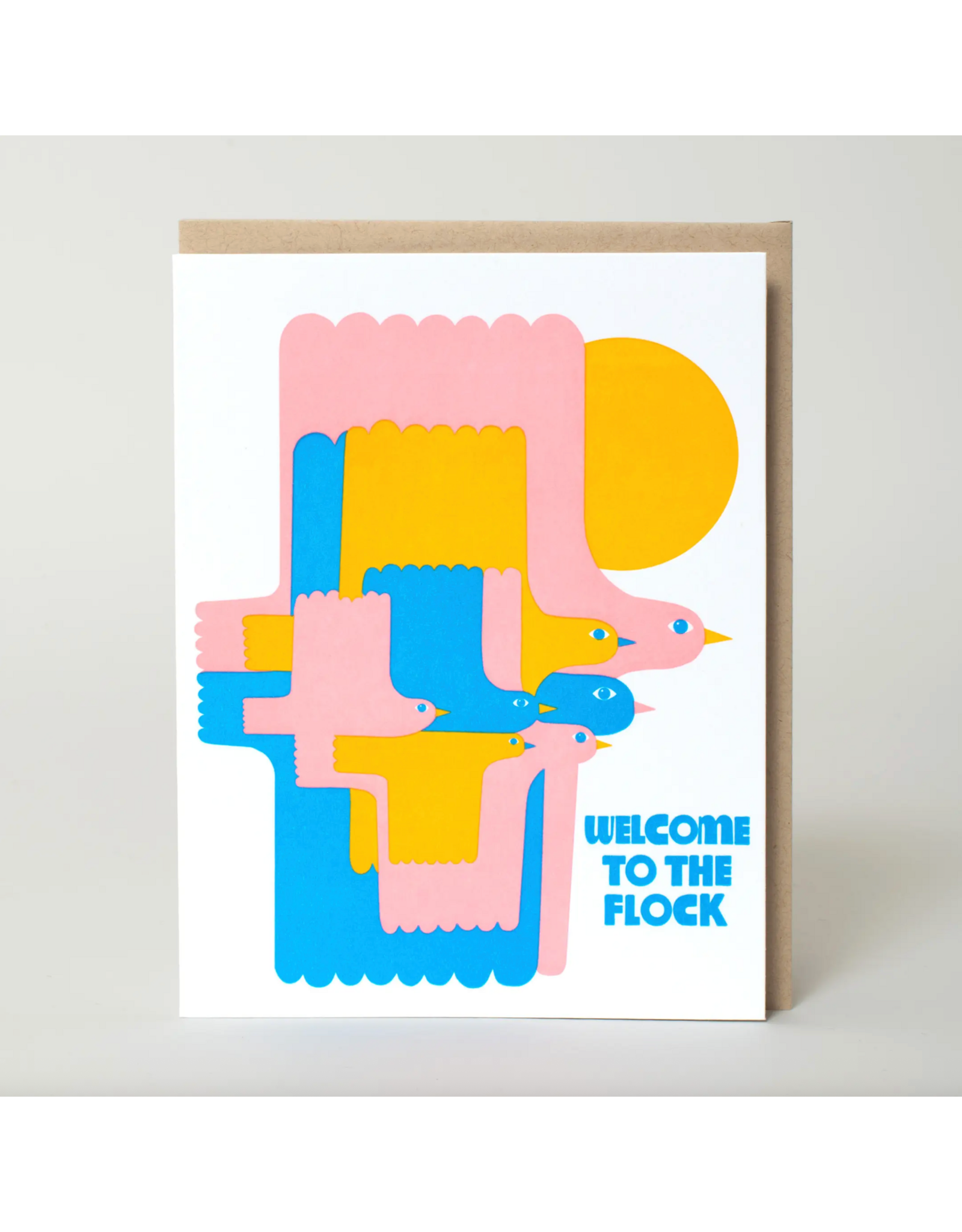 Egg Press Bird Flock New Baby Card