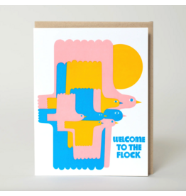 Egg Press Bird Flock New Baby Card