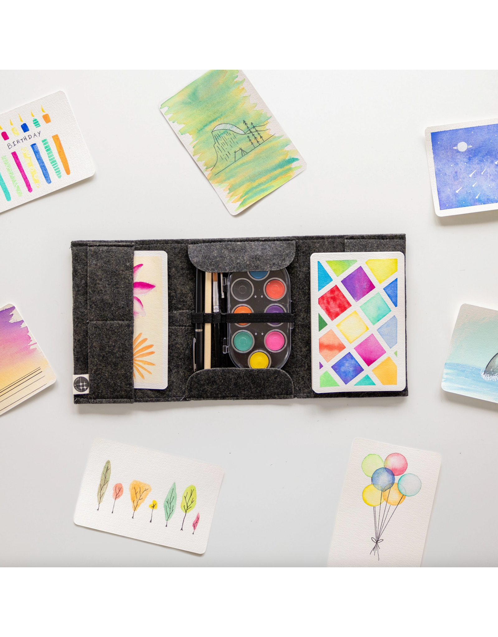 Three by Three Seattle Travel Postcard Watercolor Paint Set