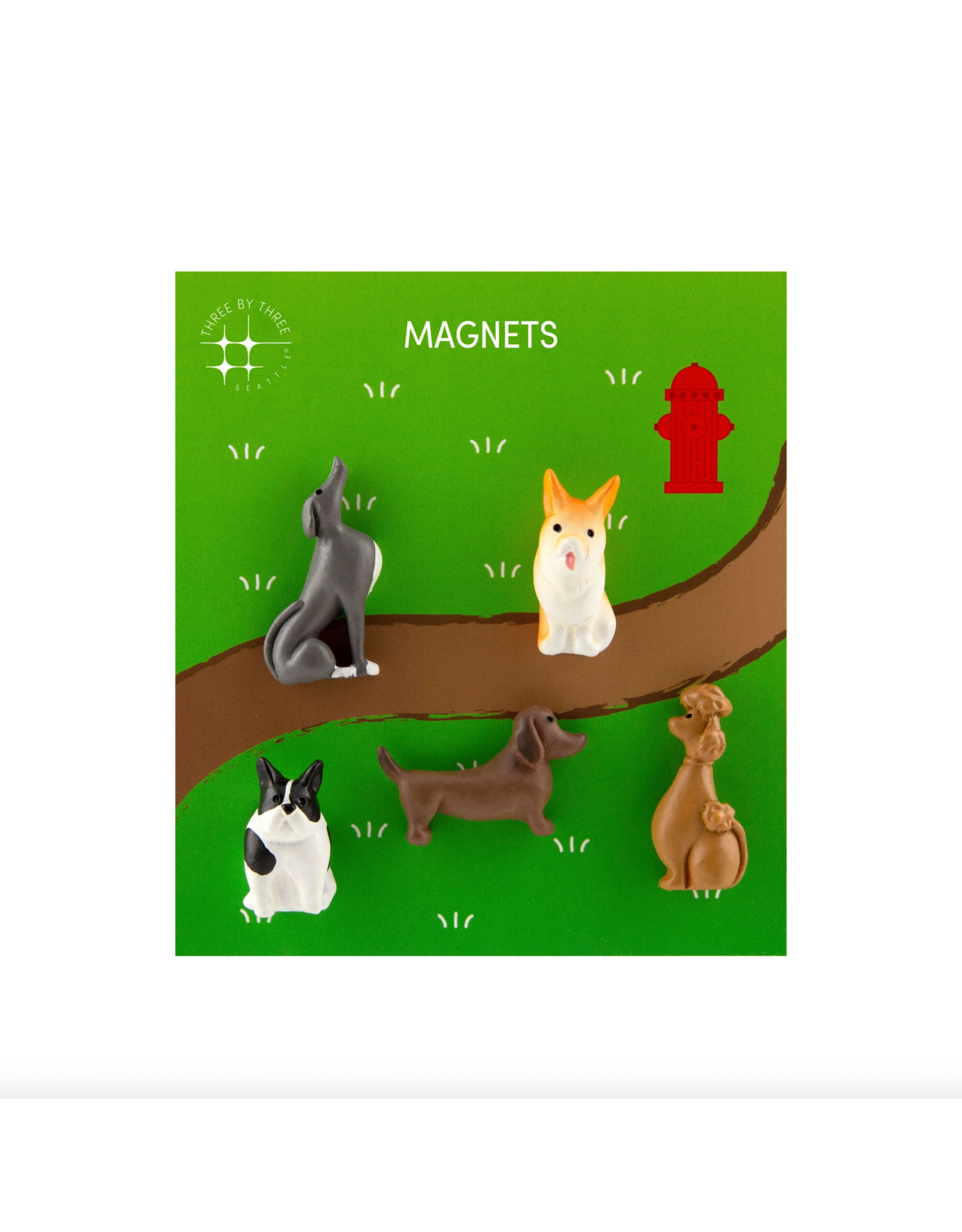 Three by Three Seattle Colorful Dog Magnets