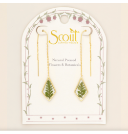 Scout Curated Wears Pressed Flower Thread Earring - Green Bracken Fern/Gold