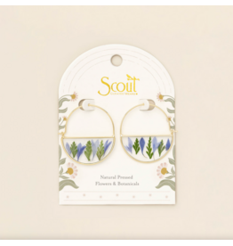 Scout Curated Wears Pressed Flower Hoop Earring - Purple Cornflower/Gold