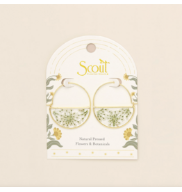 Scout Curated Wears Pressed Flower Hoop Earring - White Lace Flower/Gold