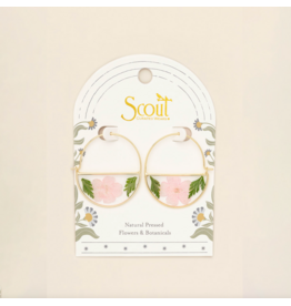 Scout Curated Wears Pressed Flower Hoop Earring - Pink Cherry Blossom/Gold
