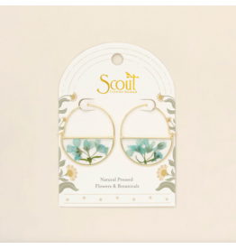 Scout Curated Wears Pressed Flower Hoop Earring - Blue Baby's Breath/Gold