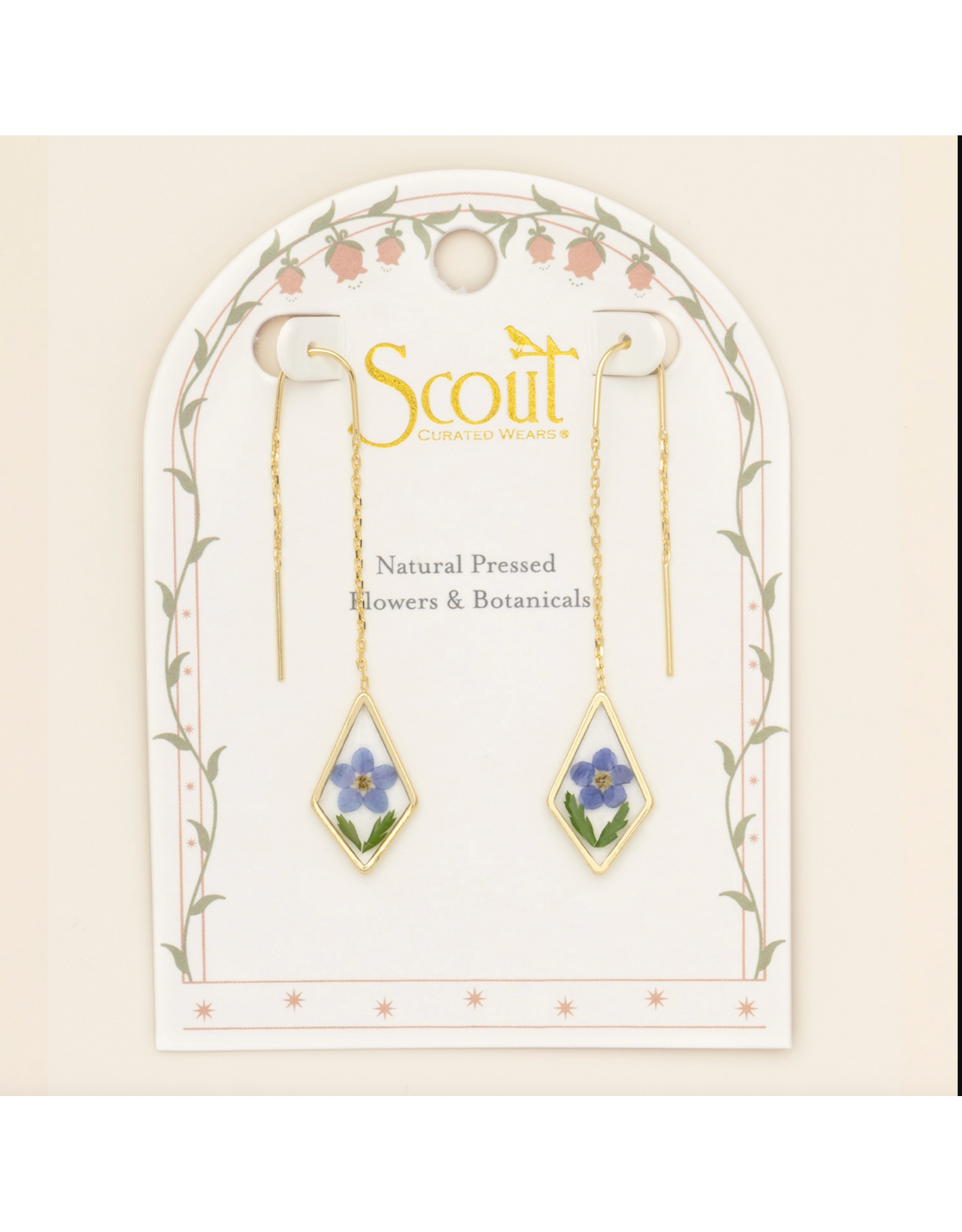 Scout Curated Wears Pressed Flower Thread Earring - Blue Forgot Me Not/Gold