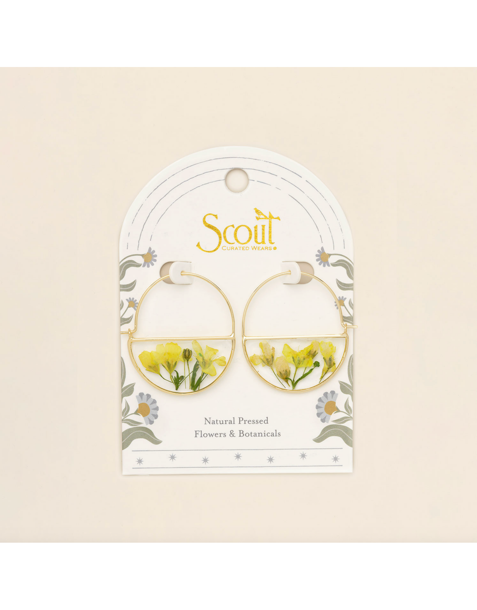 Scout Curated Wears Pressed Flower Hoop Earring -Yellow Baby's Breath/Gold
