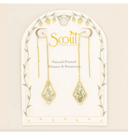 Scout Curated Wears Pressed Flower Thread Earring - White Lace Flower/Gold