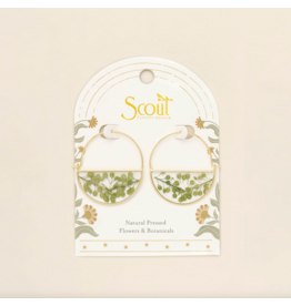 Scout Curated Wears Pressed Flower Hoop Earring - Green Peppergrass/Gold
