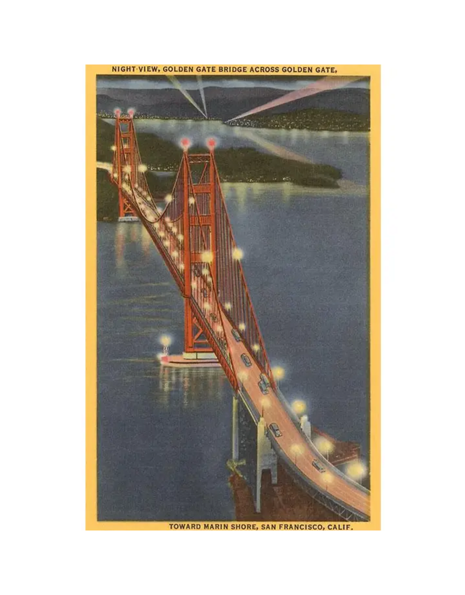 Found Image Press Postcard: Night, Golden Gate Bridge SF-33