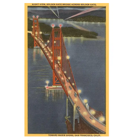 Found Image Press Postcard: Night, Golden Gate Bridge SF-33