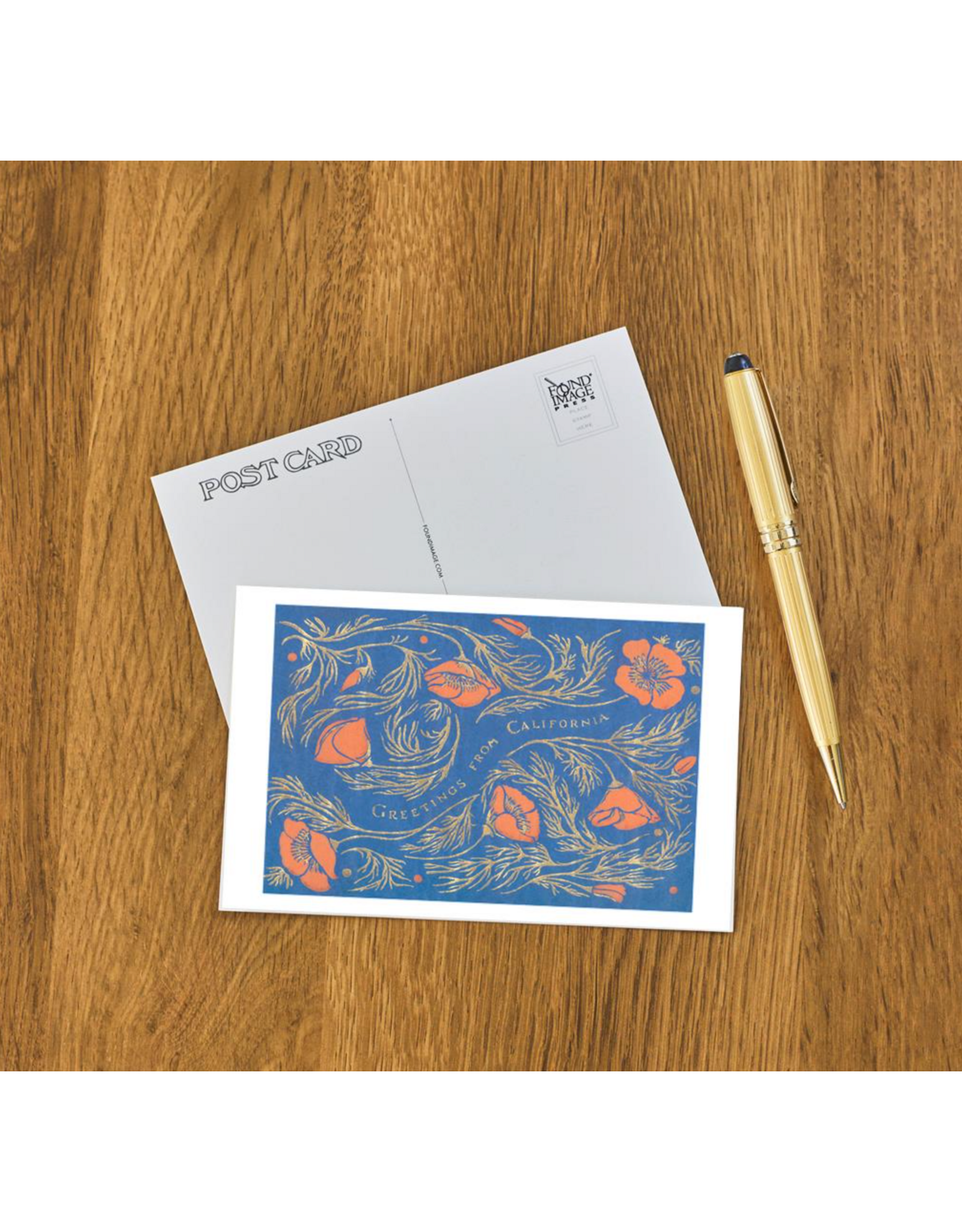 Found Image Press Postcard : Greetings from California, Poppies