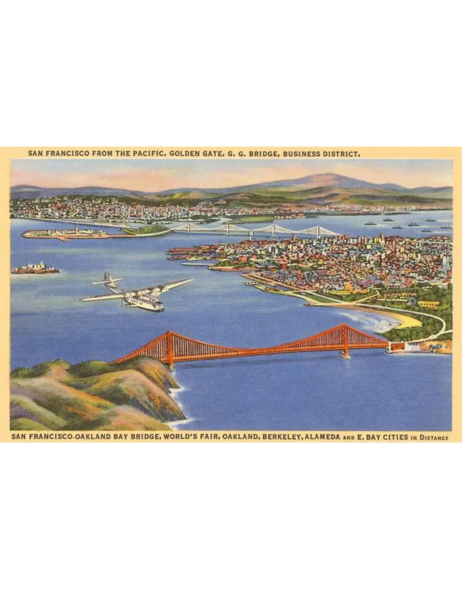 Found Image Press Postcard : Golden Gate Bridge and Bay