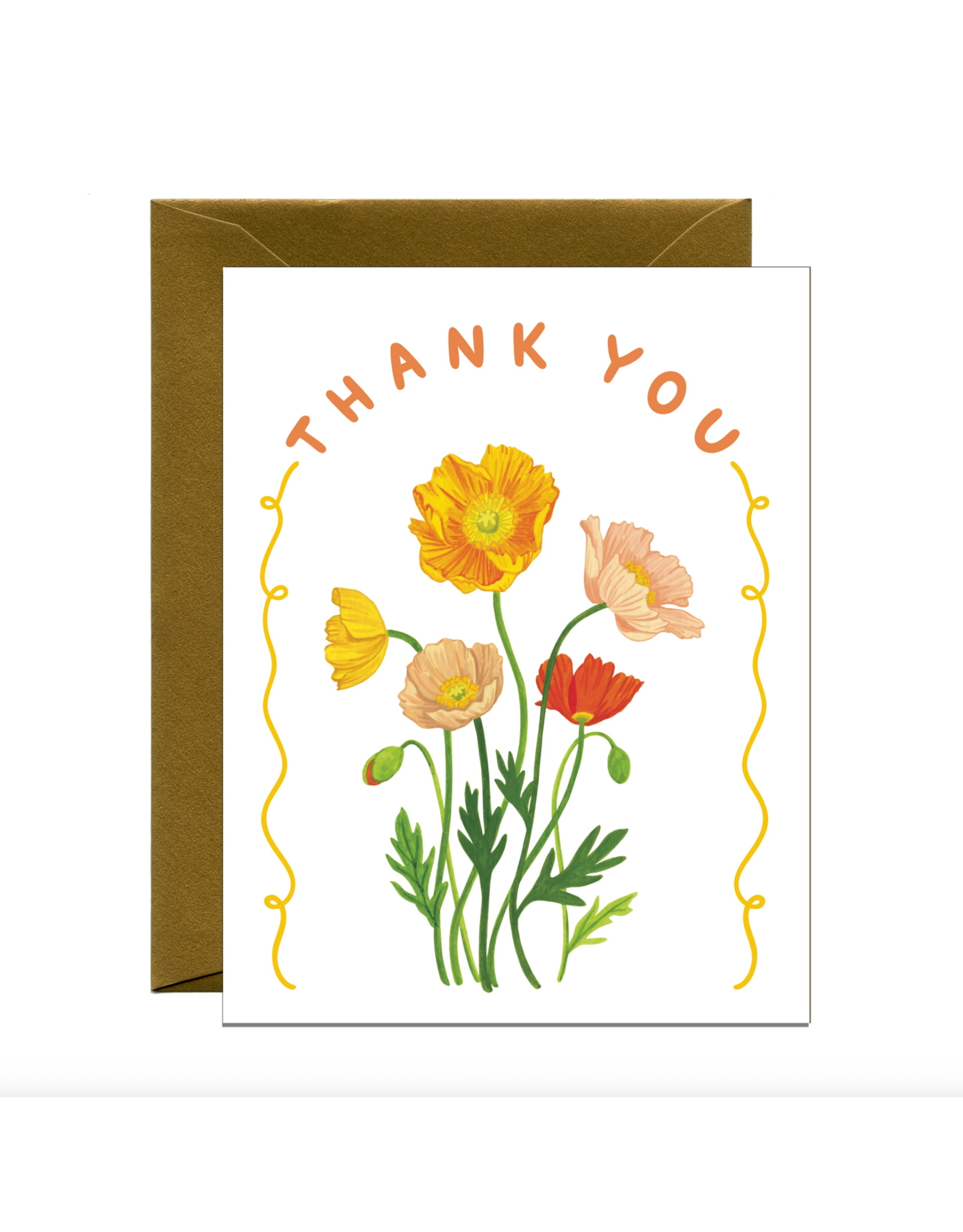 Yeppie Paper Poppies Pink and Orange Flowers Card