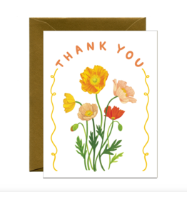Yeppie Paper Poppies Pink and Orange Flowers Card