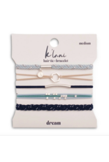 K'lani hair tie bracelets "Dream" Shades of Blue with Silver Accents Hair Tie Bracelets