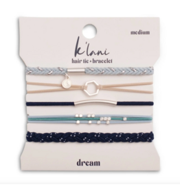 K'lani hair tie bracelets "Dream" Shades of Blue with Silver Accents Hair Tie Bracelets