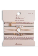 K'lani hair tie bracelets "Glimmer" Soft Pinks with Pearl and Gold Accent Hair Tie Bracelets