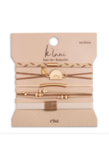 K'lani hair tie bracelets "Rise" Cream and Tan with Gold and Sun Accents Hair Tie Bracelets